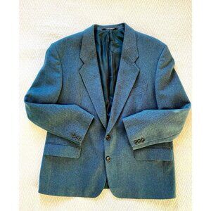 Baumler Mens Lambswool Herringbone Blazer Sport Coat Teal Blue Sz L Austria Made